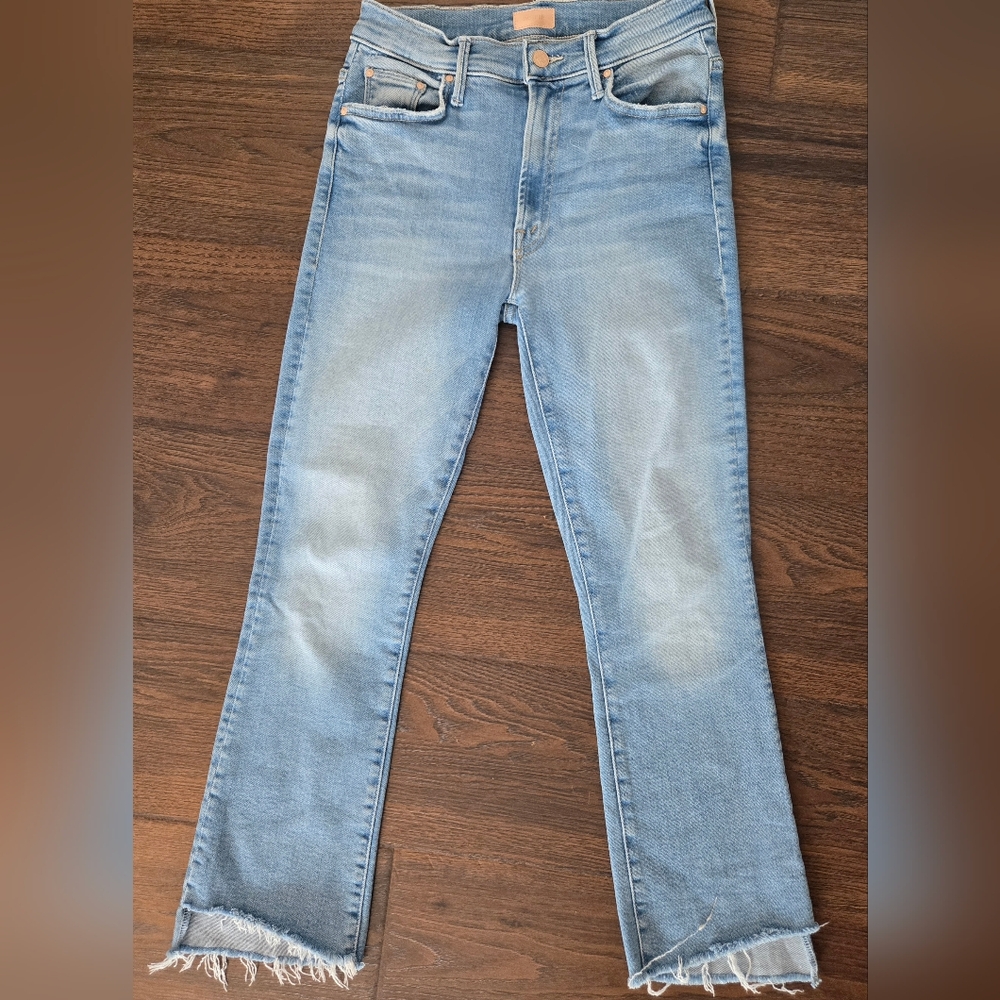 MOTHER High Rise Insider Crop Step Fray Limited Edition Raw Hem Jeans Size 27